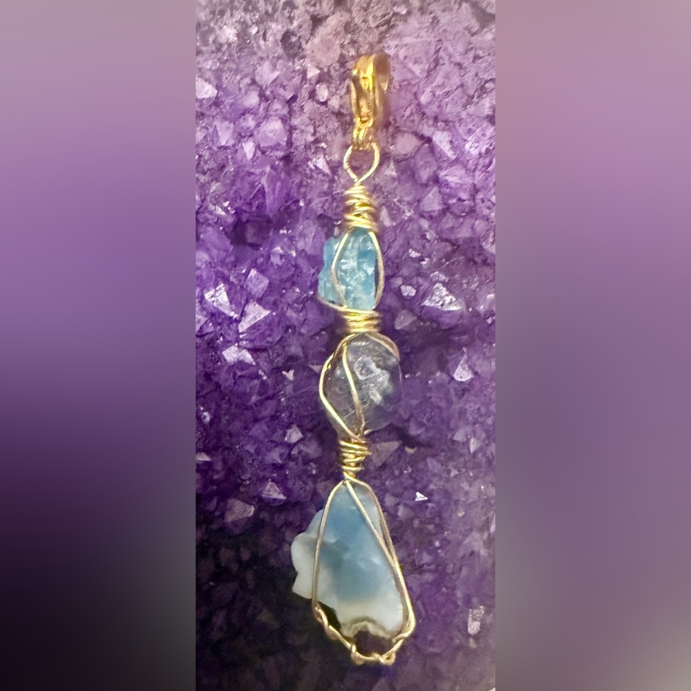 Blue Apatite, Tanzanite & Peruvian Blue Opal (raw) Pendant
